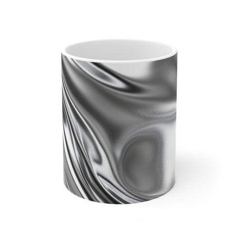 Silver Waves Liquid Metal Mug