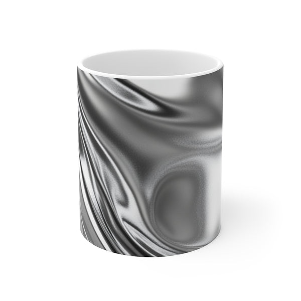 Silver Waves Liquid Metal Mug