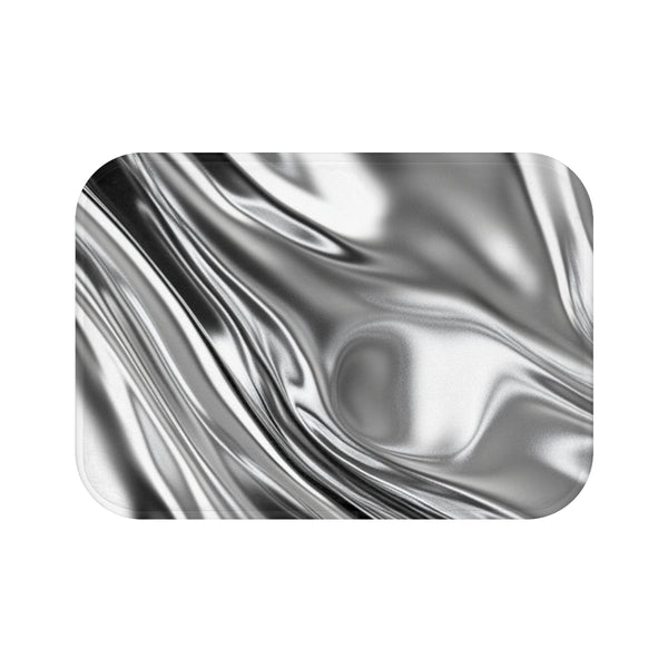 "Silver Waves Metallic Bath Mat"