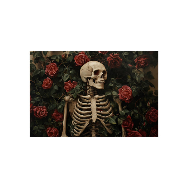 "Skeleton Surrounded by Roses Vines"