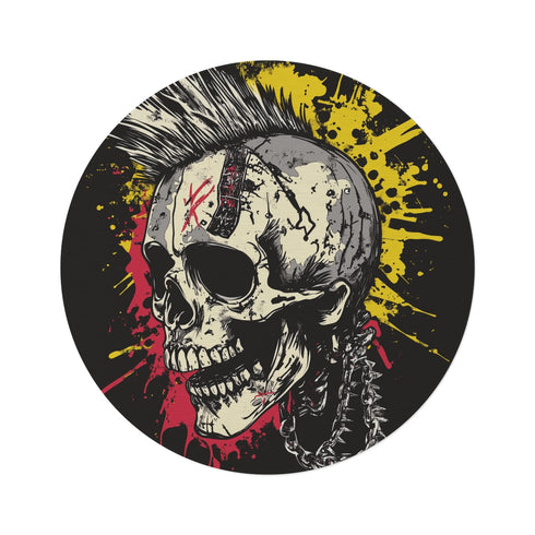 "Skull Head Mohawk Round Rug"