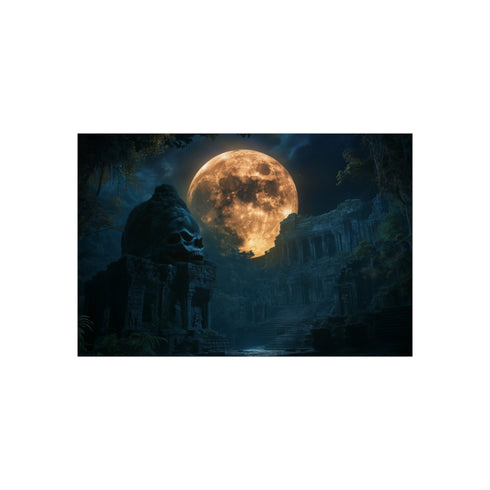 Skull-Shaped Moon Over Jungle Ruins