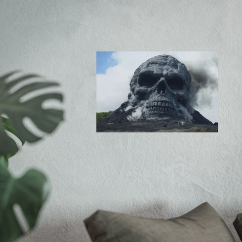 Skull-Shaped Volcano Eruption Poster