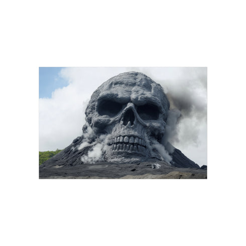 Skull-Shaped Volcano Eruption Poster
