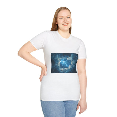 Sky Cracked Open by Thunder God Graphic Unisex Softstyle T-Shirt - Model View