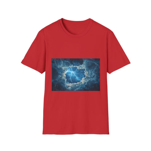 Sky Cracked Open by Thunder God Graphic Unisex Softstyle T-Shirt - Red Variant