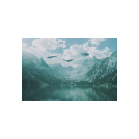 "Sky Whales Swim Through Mountains"