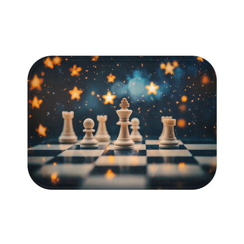 "Skybound Chessboard Bath Mat Stars"
