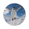 "Skybound Penguin Round Rug: Whimsical Flying Fun!"