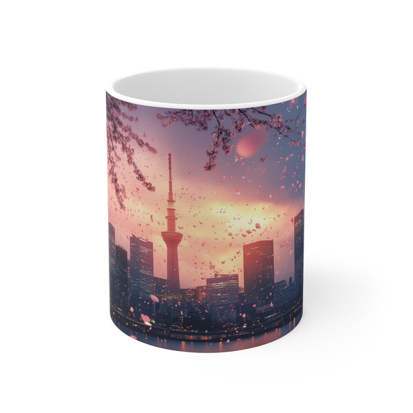 Skyline Cherry Blossom Rain Mug
