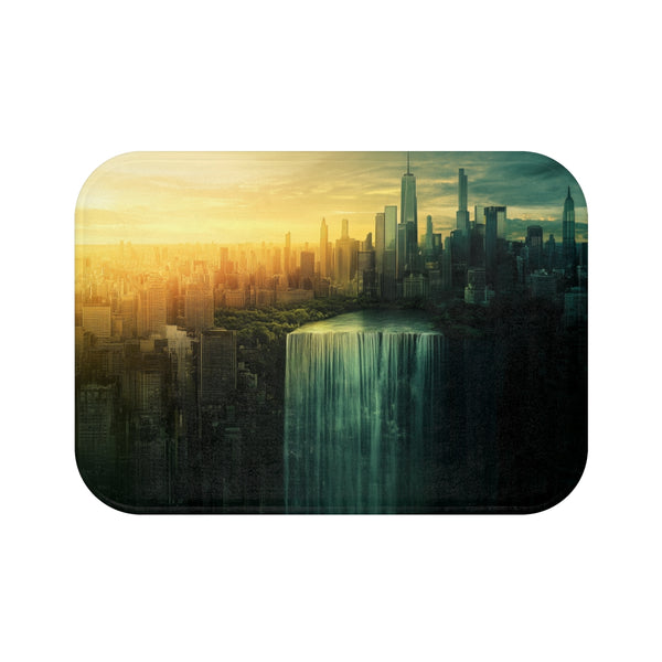"Skyline Waterfall Digital Print Bath Mat"