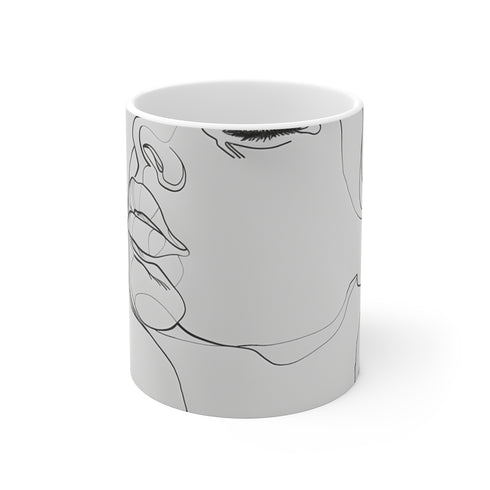 "Sleek Line Art Coffee Mug"