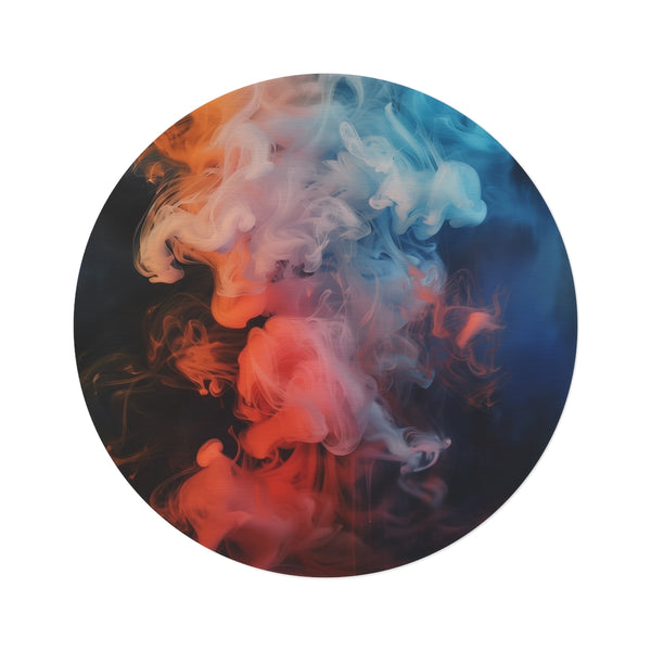 "Smoke Art Round Rug: Mesmerizing Abstract"