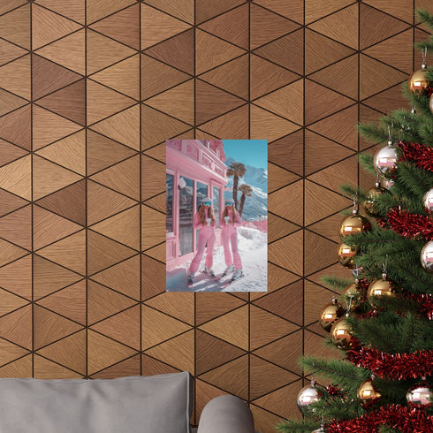 Snow Sisters in Ski Gear Poster for Winter Sports Enthusiasts