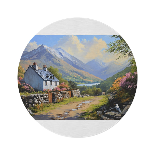 "Snowdonia Circle Rug: Nature's Beauty"