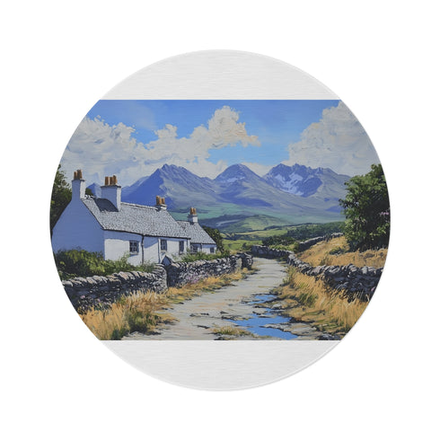"Snowdonia Round Rug - A Scenic Masterpiece"