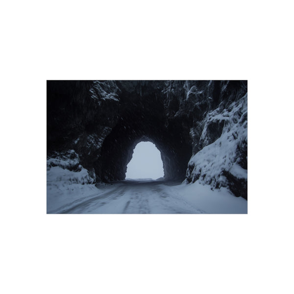 Snowstorm Neon Portal Cave Poster