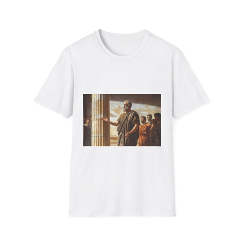 Socrates Teaching Group of Students Graphic Unisex Softstyle T-Shirt - Front View