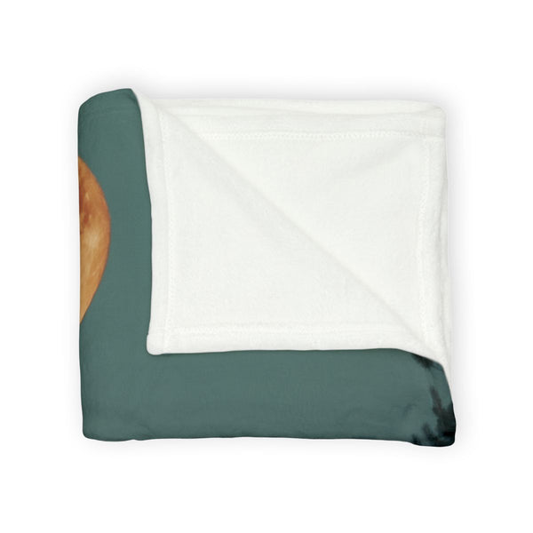 Solar Stag Standing under Twin Moons Plush Fleece Throw Blanket