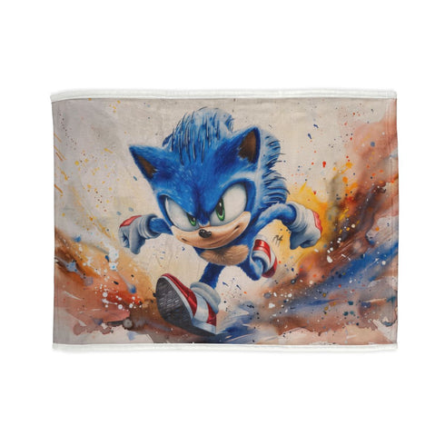"Sonic Watercolor Bed Cover: Speed Through Dreamland"