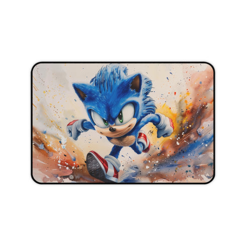 Sonic Watercolor Desk Mat: Speedy Style for Your Workspace