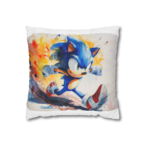 Sonic Watercolor Pillow Case: Vibrant Hedgehog Dreams