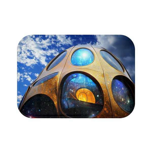 "Space inspired bath mat design"