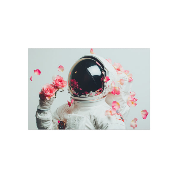 "Space Suit Blooming Rose Poster"