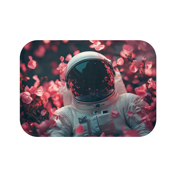 "Space-themed Bath Mat with Roses"