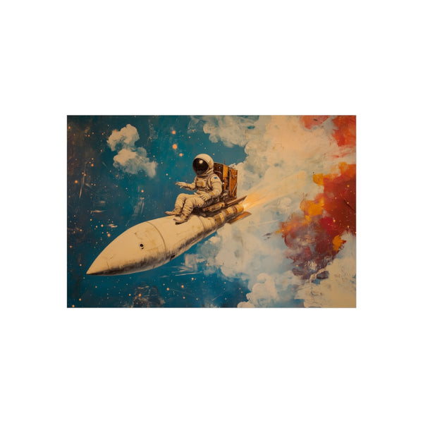 "Spaceman Adventure Riding Comet Poster"