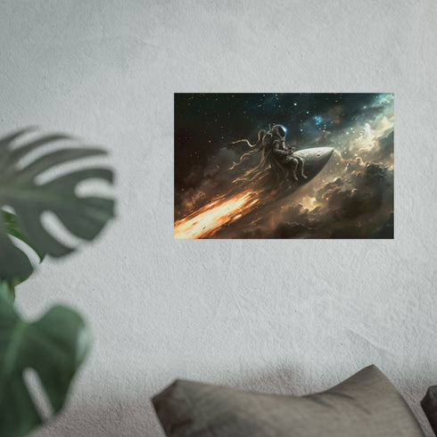Spaceman Rides Comet Art Poster