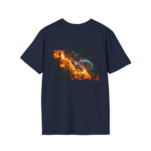 Spaceship Escapes Burning Planet Tee