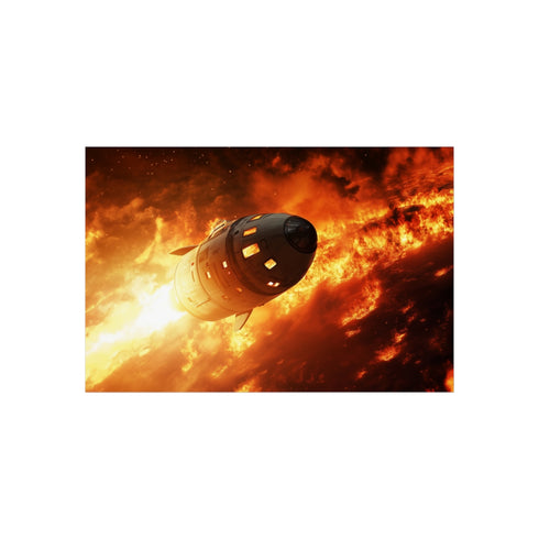 Spaceship Escaping Fiery Planet Escape