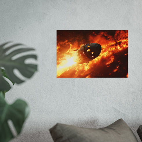 Spaceship Escaping Fiery Planet Escape