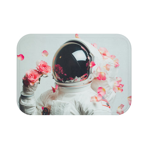 Spacesuit Bath Mat With Roses.
