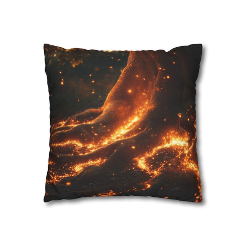 Spacetime Rift Glowing Above Tree Roots — 40×40 Cushion Cover — Sofa & Living Room Lifestyle View