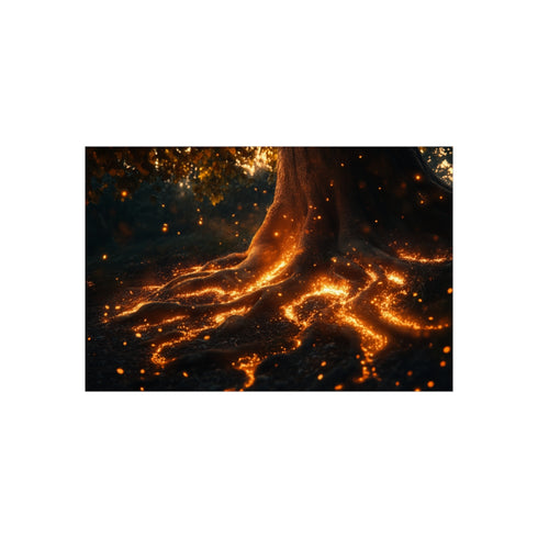 "Spacetime Rifts: Glowing Tree Roots"