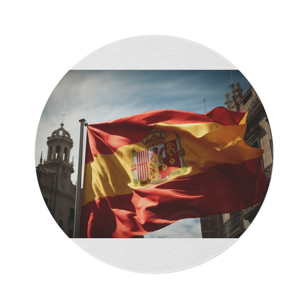 "Spanish Flag Round Rug: Add a Touch of Elegance!"