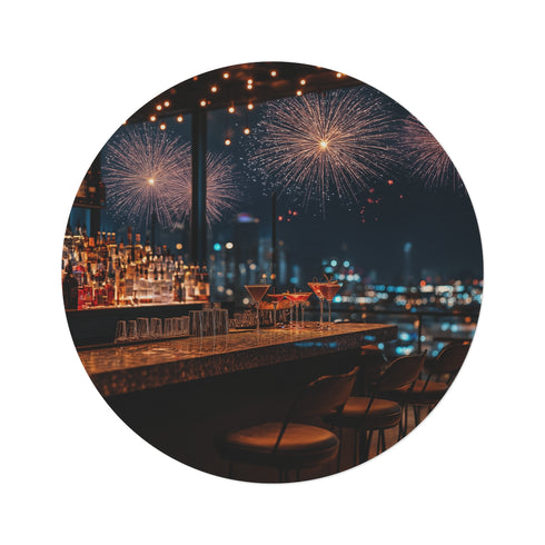 "Sparkling Fireworks Round Rug"