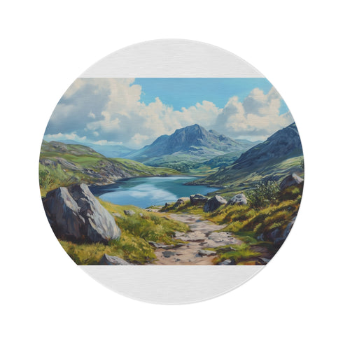 "Spectacular Snowdon Wales Round Rug"