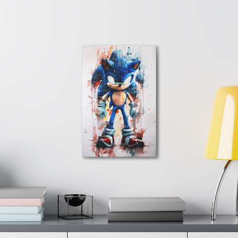 Vibrant Sonic the Hedgehog canvas zooming through Emerald Hill Zone.