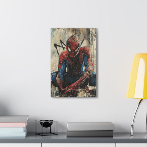 Dynamic Spiderman canvas print swinging through city, top Spring wall decor.