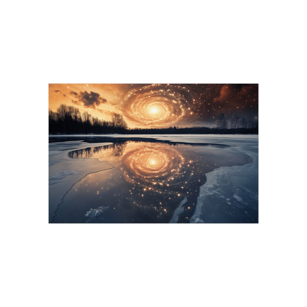 Spiral Galaxy Reflected Frozen Lake