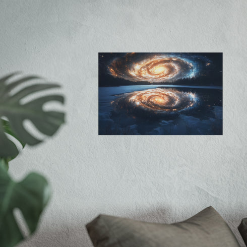 Spiral Galaxy Reflection Frozen Lake