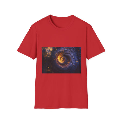 Spiral Nebula Forming Tree Trunk Graphic Unisex Softstyle T-Shirt - Red Variant