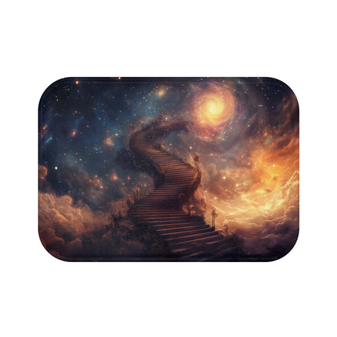 "Spiral Starlit Bath Mat Design"