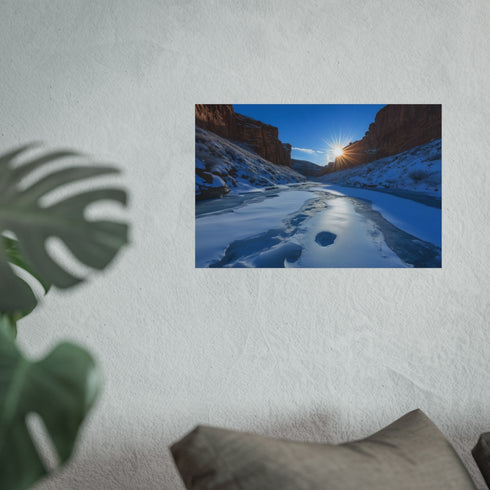 Spiraling Sun Above Frozen Canyon
