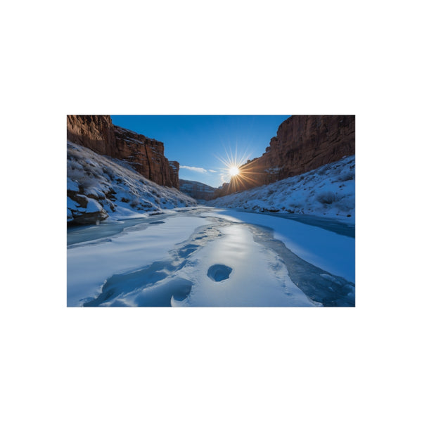 "Spiraling Sun Above Frozen Canyon"
