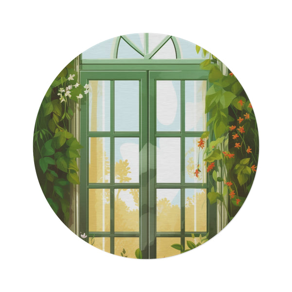 "Springtime Window Garden Round Rug"