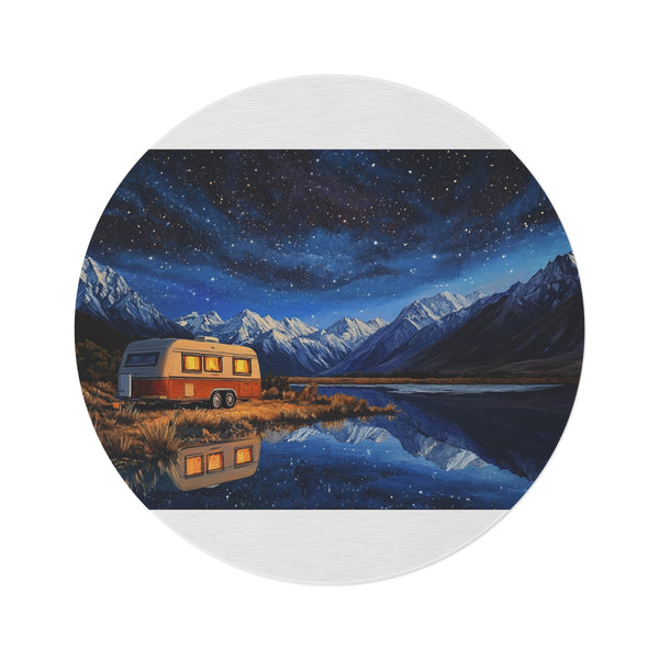 "Starry Night Round Rug: Aoraki Mackenzie Beauty"